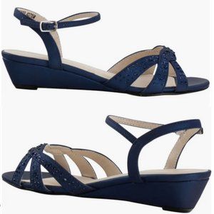 NEW Benjamin Walk Women's Lena Wedge Sandal Navy 6.5M